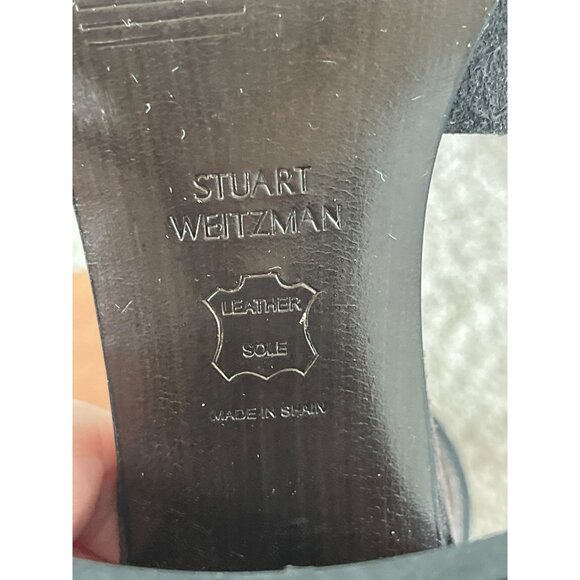 Stuart Weitzman Soho Gal Gray Suede Leather Ankle Strap Block Heel Sandals 5.5 M - Picture 10 of 12